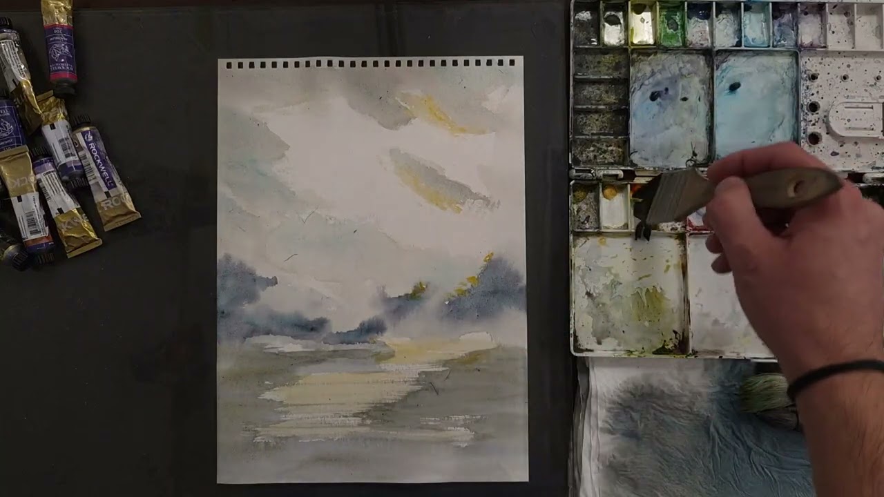 Quiet Passage at Dusk | Watercolor Abstract Seascape #411
