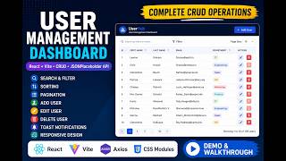 User Management Dashboard | React + Vite CRUD Application | Project Demo & Code Walkthrough
