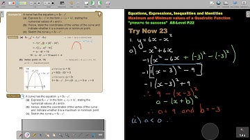 1 23  Maximum and Minimum values of a Quadratic Function   Part 3