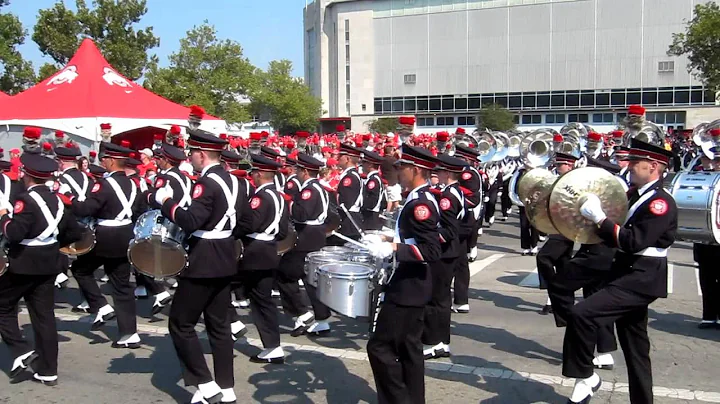 OSUMB Marching to the Shoe from St. John's Arena.  9/3/2011 vs. Akron.