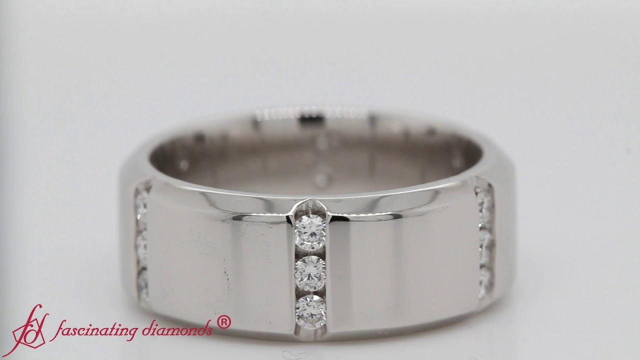 Channel Set 3 Stone Diamond Mens Anniversary Ring-FDM8113B