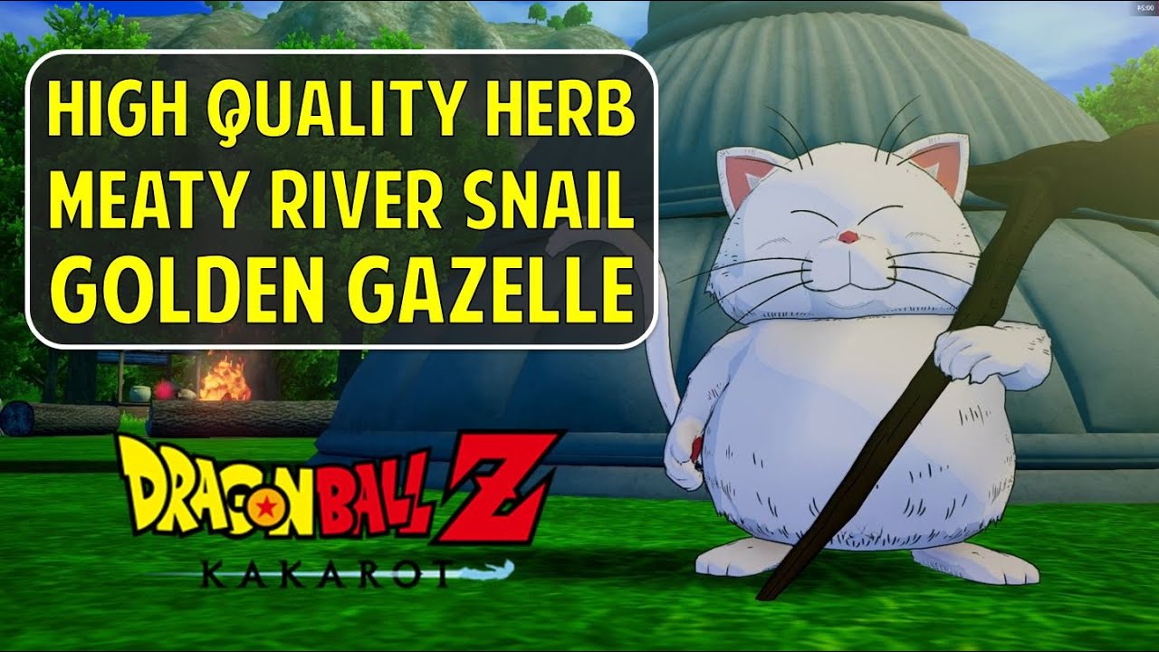 High Quality Herb, Meaty River Snail & Golden Gazelle Antler Location Dragon Ball Z Kakarot