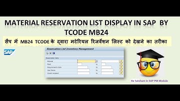 How to check material reservation list in SAP by Tcode MB24