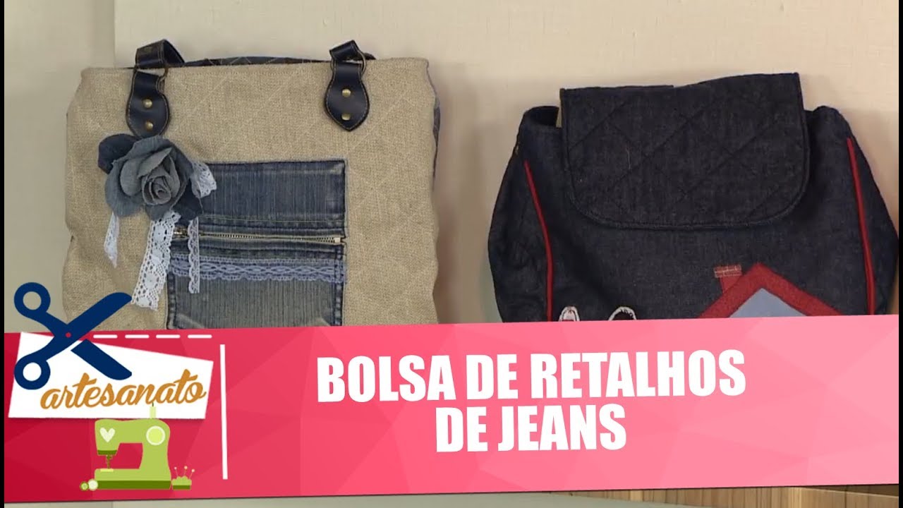 bolsa de retalho jeans