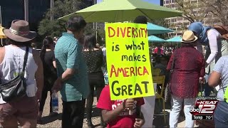 Video: People gather at Travis Park to protest President Trump's immigration policies