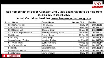 Haryana Chandigarh boiler attendant exam second class select candidate list 2025