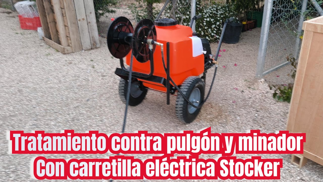 Tratamiento contra el pulgón y minador con carretilla eléctrica Stocker