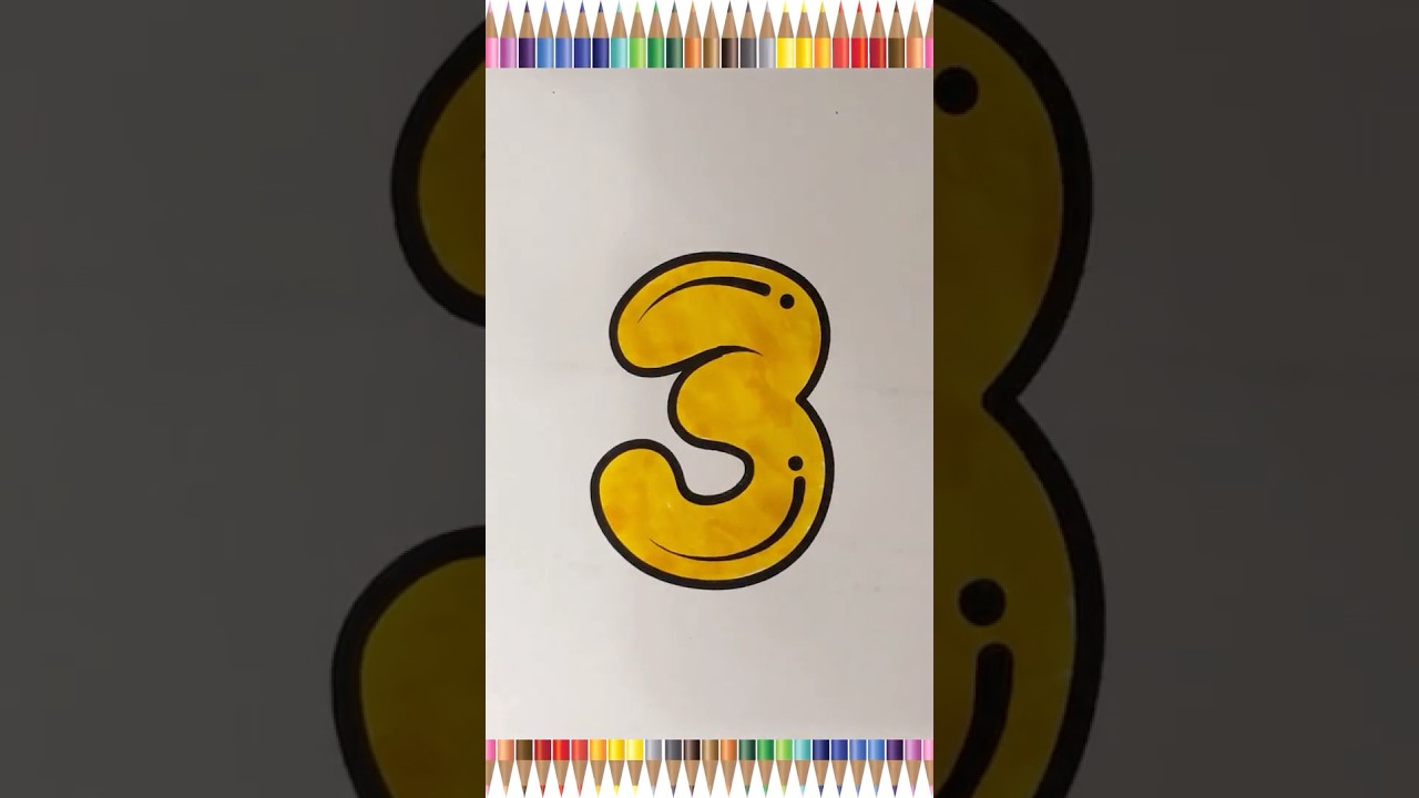 Three Coloring Page | Coloring | Three | 3 | Easy Number Coloring for Kids