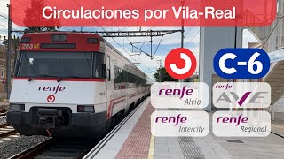 Circulaciones por la estación de Vila-Real (C6 Cercanías, AVE, Euromed, Intercity)