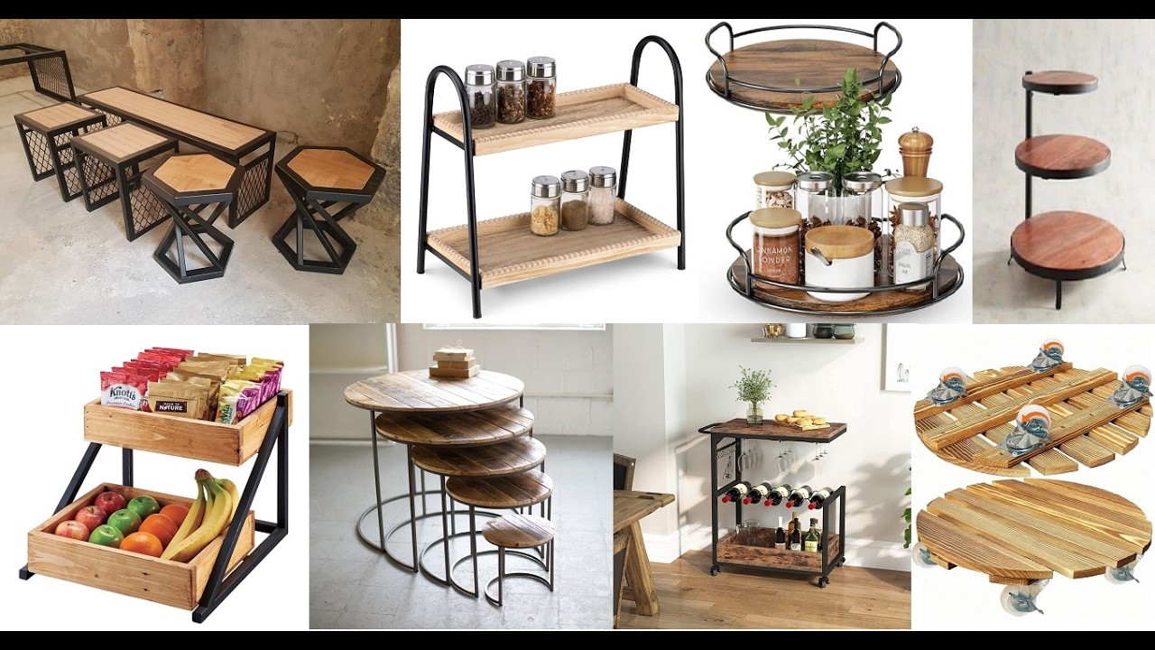 Stylish Mini Wooden Crafts with Metal Accents