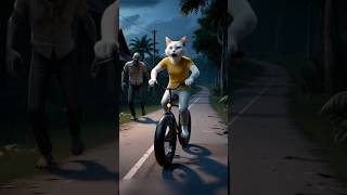 Cat Chased By Scary Zombie