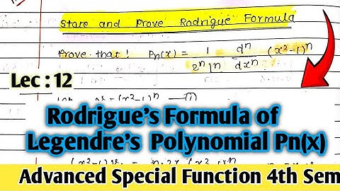 Rodrigue Formula of Legendre
