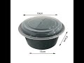 32oz/38oz Round PP Plastic Food Storage Box With Lid,  Black Bpa-Free Leak-Proof&Freezer Lunch Box