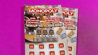 SOOD 1688: TWO $5 MONOPOLY SECRET VAULT FL Lottery Scratch Tickets