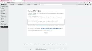 My Roblox Account Got BANNED for 1 Day for 'Sexual Content' (Why I got banned in the desc)