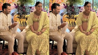 Sonam Kapoor Flaunting Her Heavy Baby Bump At Her Godh Bharai Ceremony With Anand Ahuja