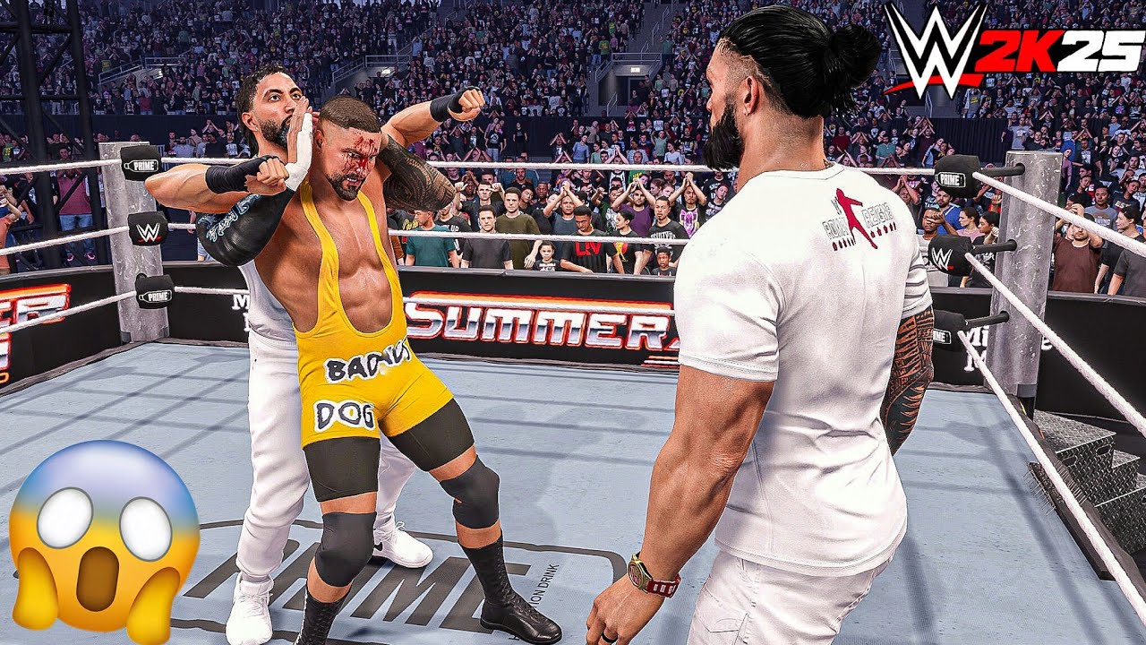 Roman Reigns and Jey Uso Destroys Bron Breakker and Bronson Reed at Summerslam - WWE 2K25 Gameplay
