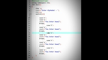 C++ programme check vowel or consonant by switch case #shorts