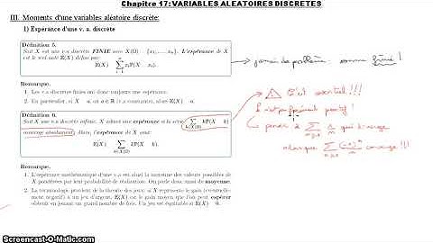 PostBac Probabilités: Variables aléatoires discrètes: Espérance d