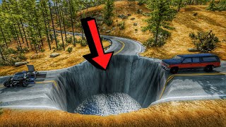 CARS VS GIANT PIT DEEP WATER #18 - BeamNG Drive!