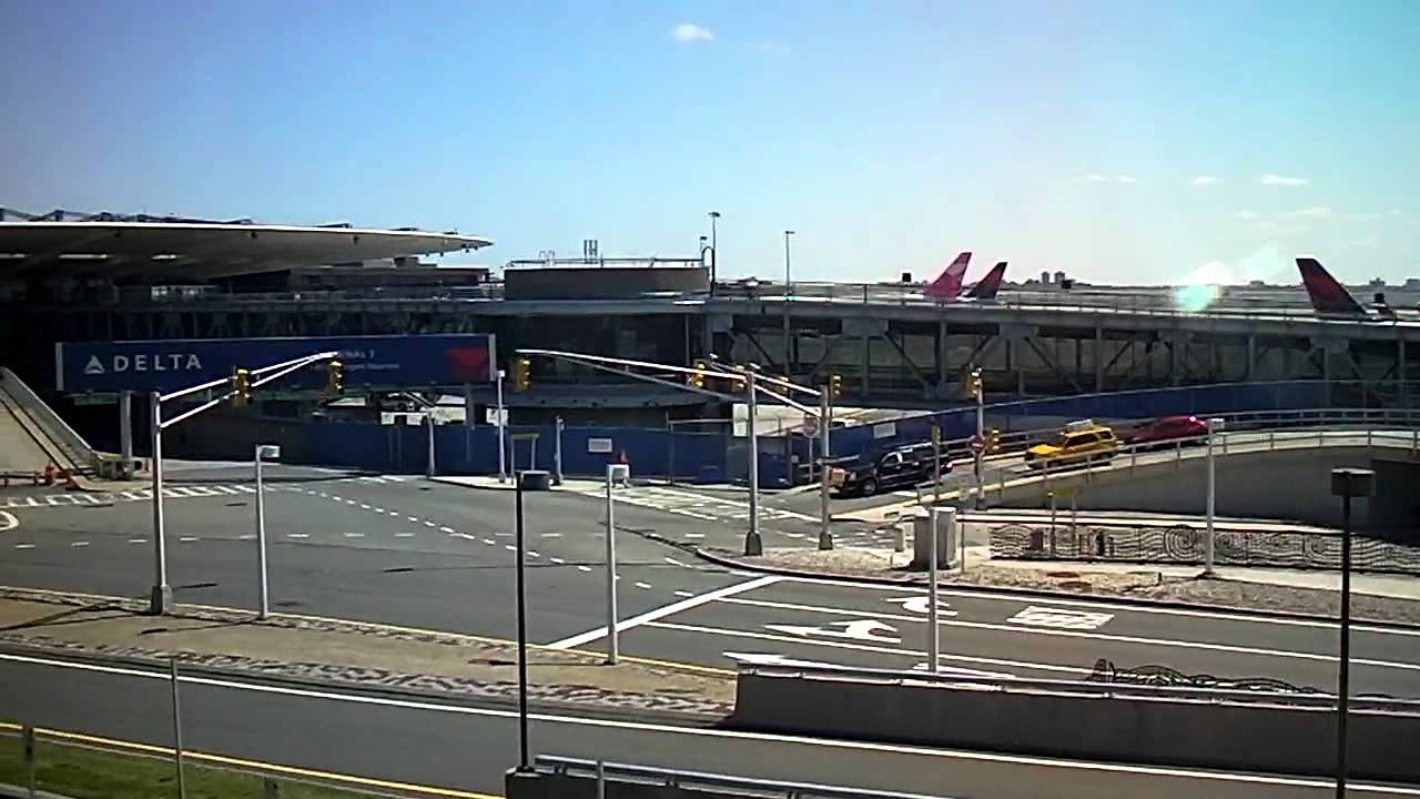 Delta Airlines Terminal 2 & 3 at JFK as seen from Air Train by