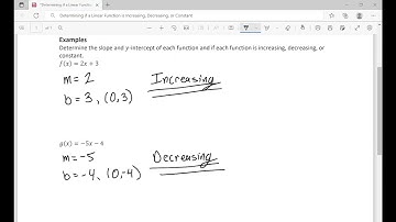 Determining if a Linear Function is Increasing, Decreasing, or Constant