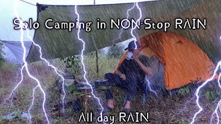 Solo Camping in NON-stop RAIN | Relaxing in the Shelter | Cooking