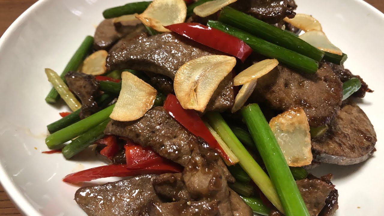 Ginisang pork liver with garlic sprout( masarap na pulutan At ulam