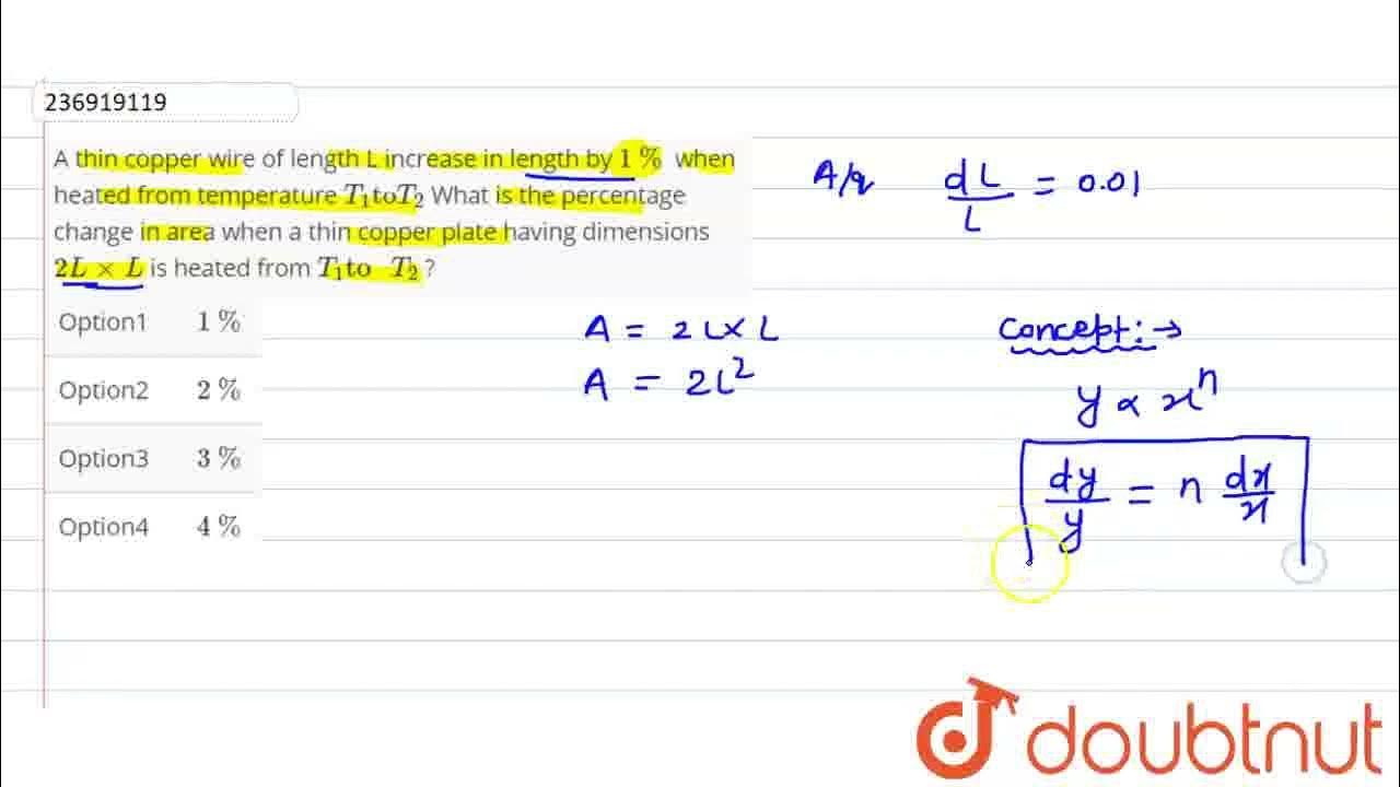 A thin copper wire of length L increase in length by 1 when heated