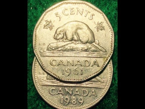 Canada 1989 U0026 1961 5 Cents- One Round Cupronickel U0026 One Dodecagonal Nickel Nickel