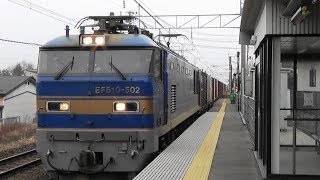 【EF510形】JR奥羽本線 上飯島駅を貨物列車通過