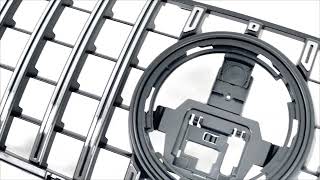 Front Central Grille For Mercedes Gle W167 2019-2023 Gtr Panamericana Design Glossy Black Chrome