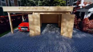 Garaje de madera “H” con puertas dobles / 6x5m / 44mm