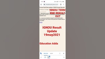 IGNOU Term end Results update| IGNOU TERM END RESULT DEC 2020| Education Adda |#AbhijeetKeshari