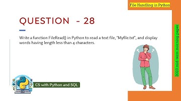 Question - 28 | Class 12th 2023 CS mid-term Paper (morning session) | Text file handling in Python