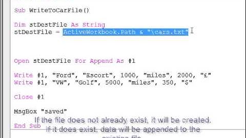25. Introduction to Programming with VBA - Write Data to a Text File