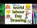 World Labour Day Drawing / Work Labour Day Poster Drawing /How to draw world Labour Day Drawing Easy