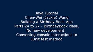 Java Tutorial Birthday Book App 24 to 27