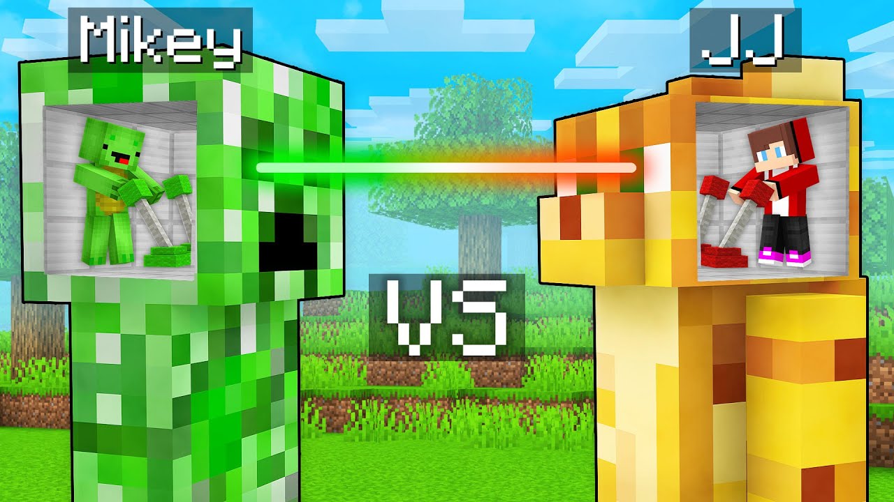 Mikey and JJ Control Creeper vs Ocelot MIND Survival Battle in Minecraft (Maizen)
