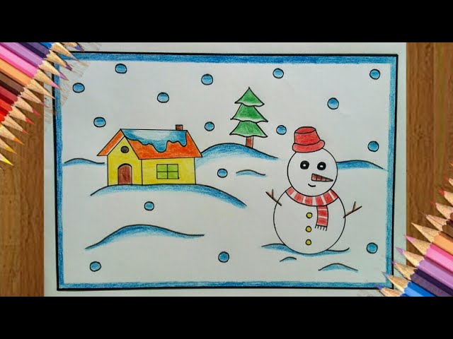 How to draw Winter Season Scenery step by step - YouTube