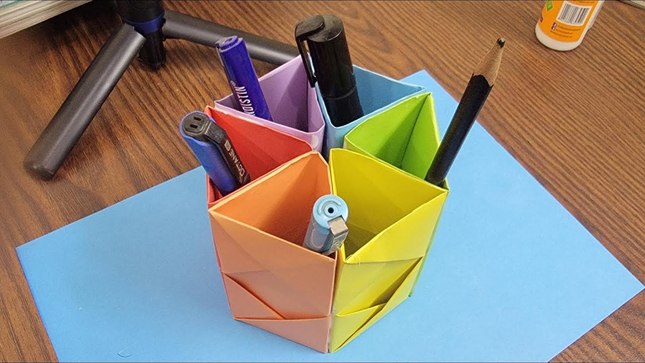 How To Make Handmade Paper Pen Holder craft art papercraft how-to-make-handmade-paper-pen-holder-craft-art-papercraft