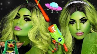 👽 ALIEN HALLOWEEN 🎃 or real talk, Greta the gremlin.Easy Halloween Makeup Tutorial | Bailey Sarian Reptilian Vs Grey Makeup Tutorial
