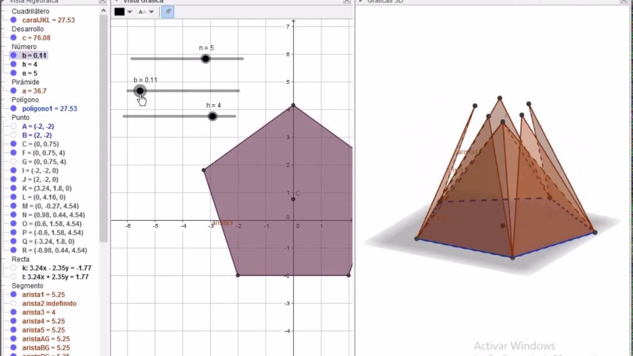 PIRAMIDES CON ALTURAS Y BASES VARIABLES GeoGebra