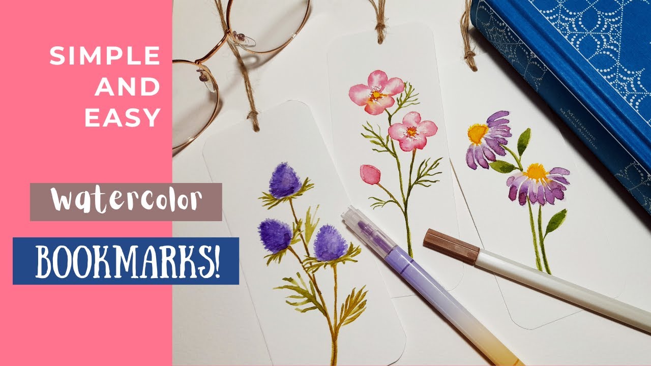 Simple and Easy Bookmarks | Watercolor Painting for Beginners - YouTube