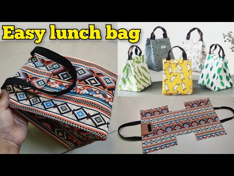 Super Easy - Lunch box bag making at home/ handbag/ bag cutting and stitching/ Tote Bag | Picnic