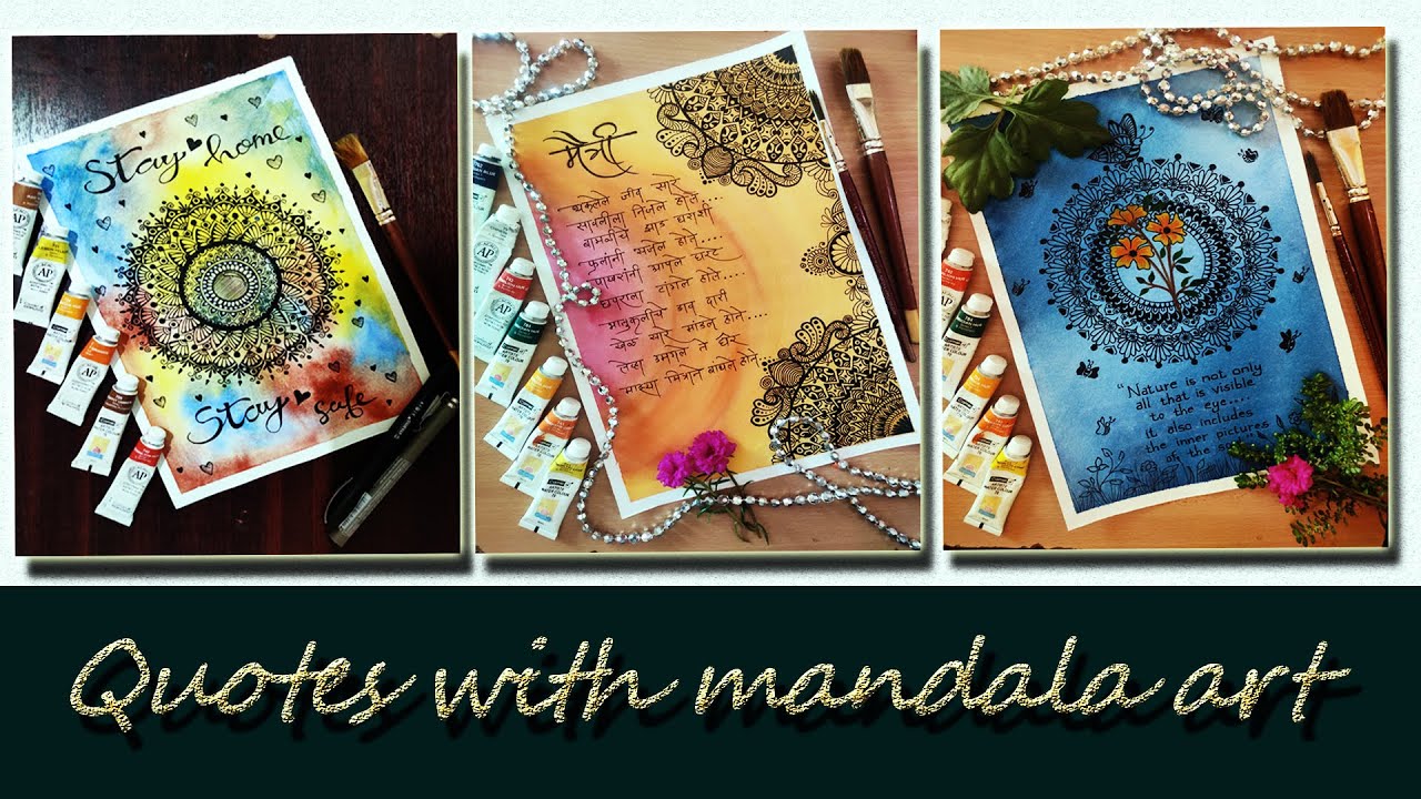  Quotes with Watercolour MANDALA ART for Home Decoration SIMPLE