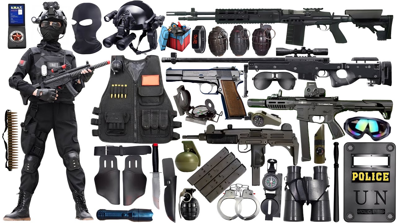 Special Forces military toy gun set unboxing,ARP9 assault rifle, M-200 sniper rifle, rocket launcher