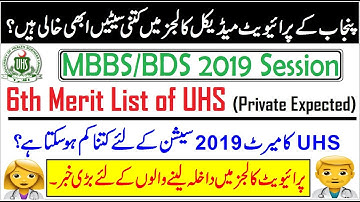 UHS 6th Merit List of MBBS/BDS // Expected Merit of Private Medical Colleges?