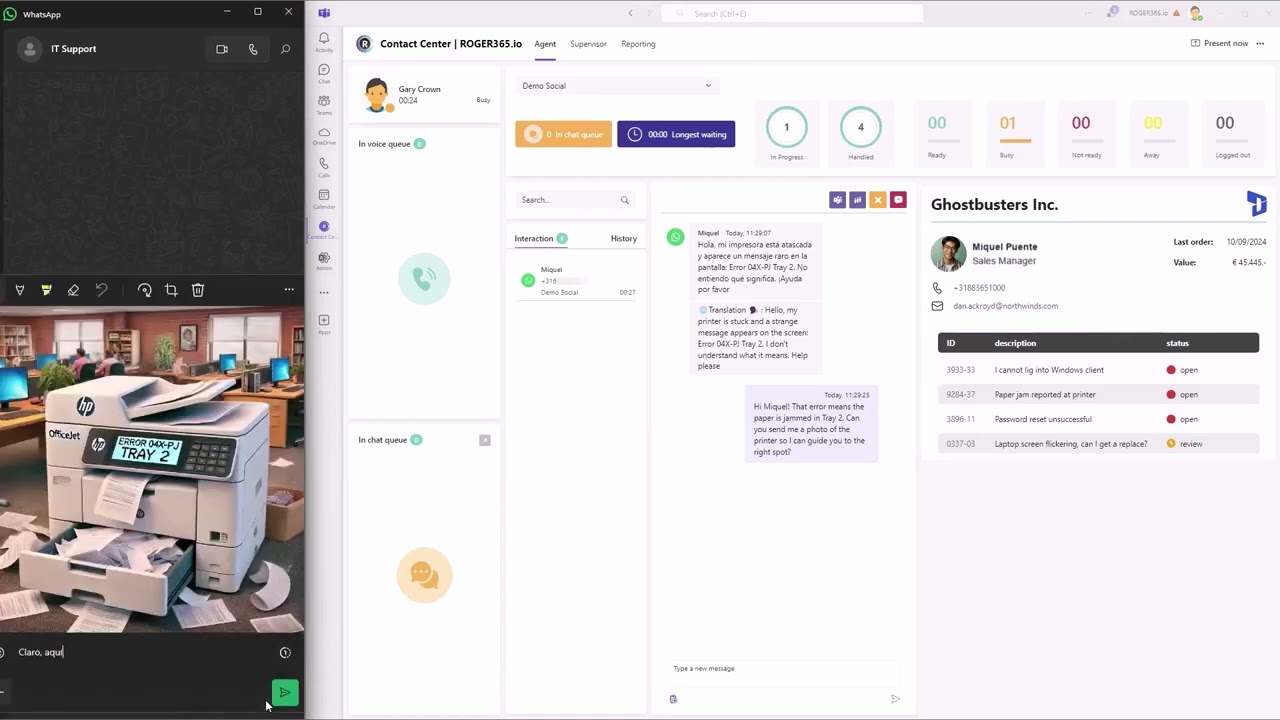 Roger365 Feature: Live translation between WhatsApp and Microsoft Teams