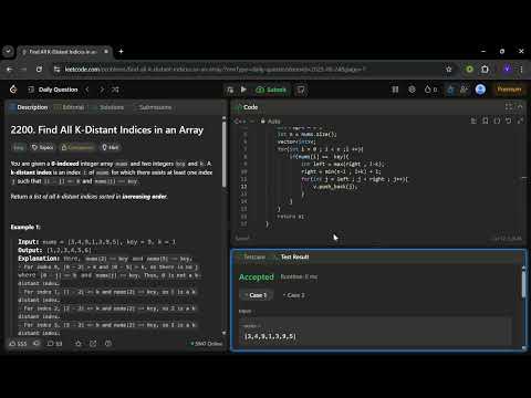 2200 Find All K Distant Indices in an Array